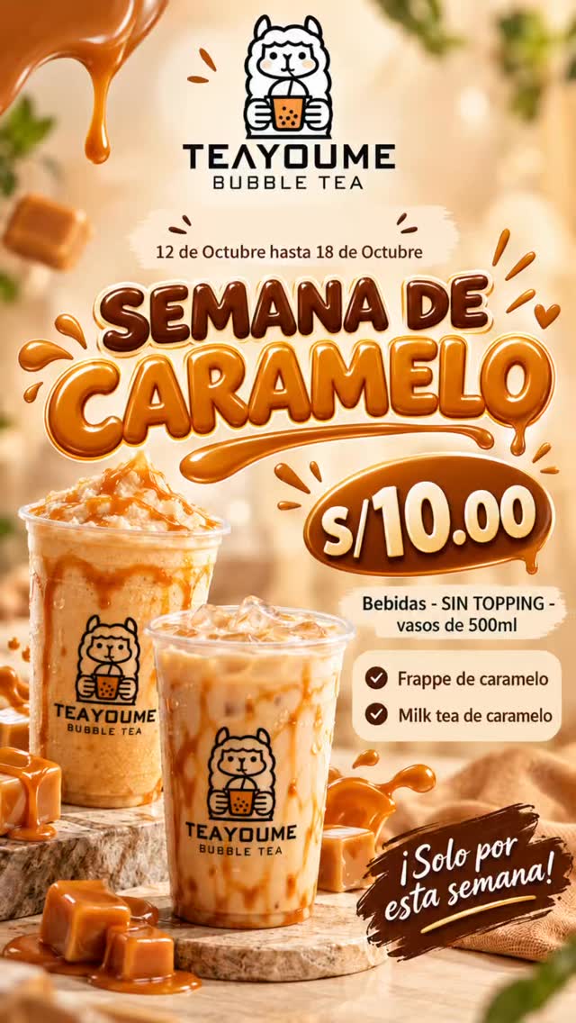 Frappé de caramelo con topping